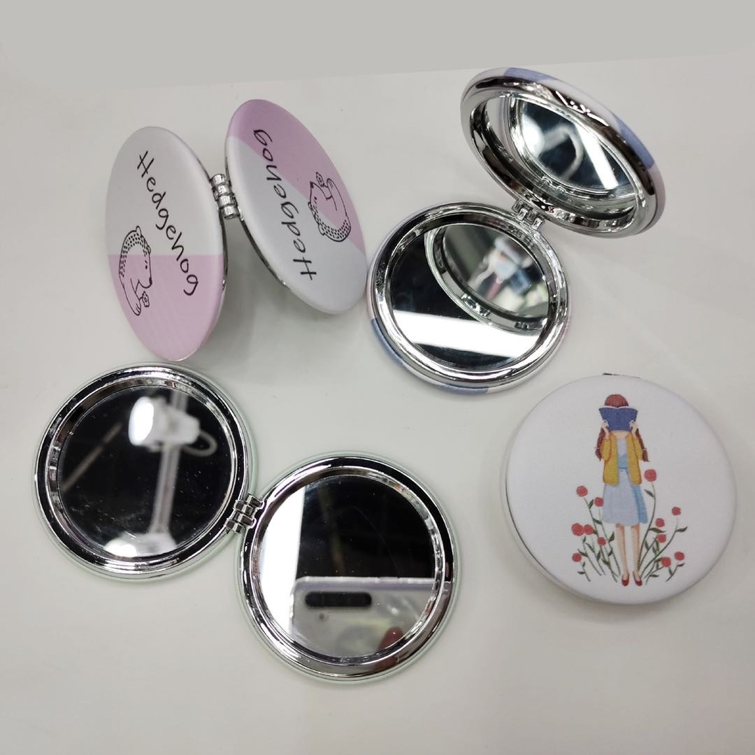 小号镜子女时尚少女心可爱个性创意双面随身便携化妆迷你折叠镜子化妆镜手工diy手柄镜子