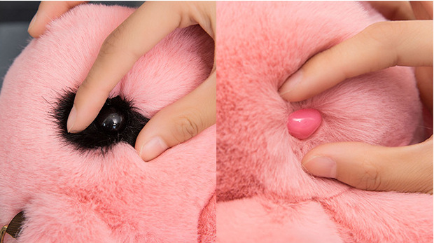 跨境专供 爆款仿獭兔毛绒兔子包 女士单肩斜挎包 时尚双肩背包细节图