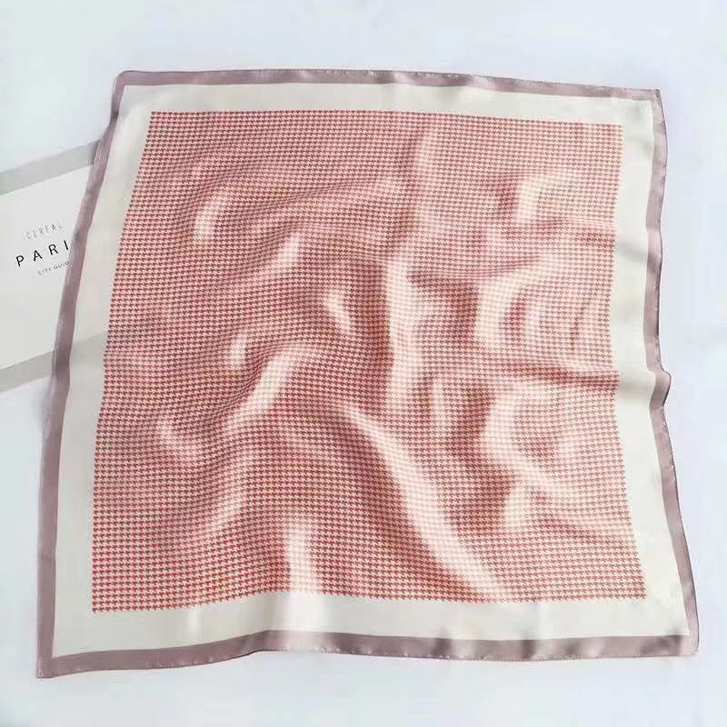 Fashion Casual All Match Small Square Scarf Scarf Pink Thousand Bird Lattice details Picture