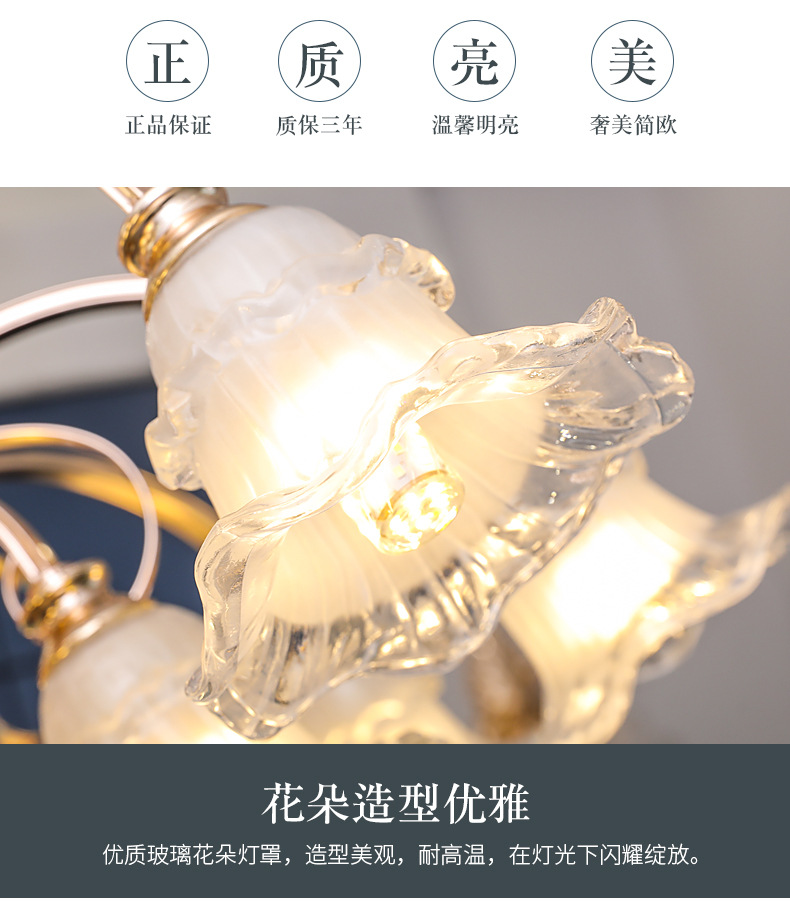 欧式吊灯客厅餐厅玻璃大厅灯奢华大气家用简约现代轻奢水晶吊灯产品图