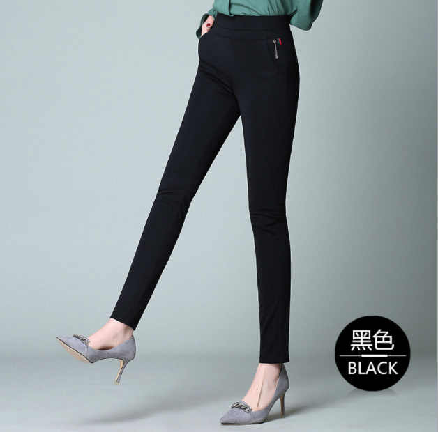Spring new outside wear leggings female high waist black joker female trousers middle and old age large size thin nine minute pencil trousers thumbnail