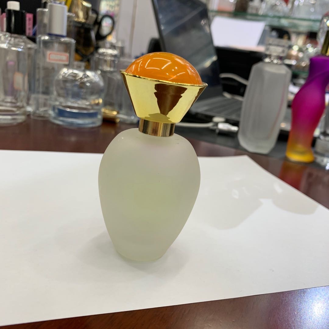 中高档磨砂玻璃瓶香水包装瓶橙色盖子半透明便携图