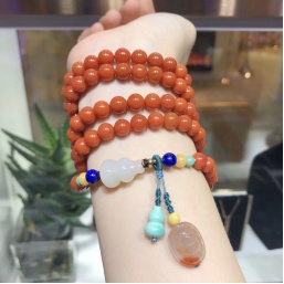 A natural premium Nan Hong Buddhist prayer bead bracelet with 108 pieces and a multi-treasure circular bracelet details Picture