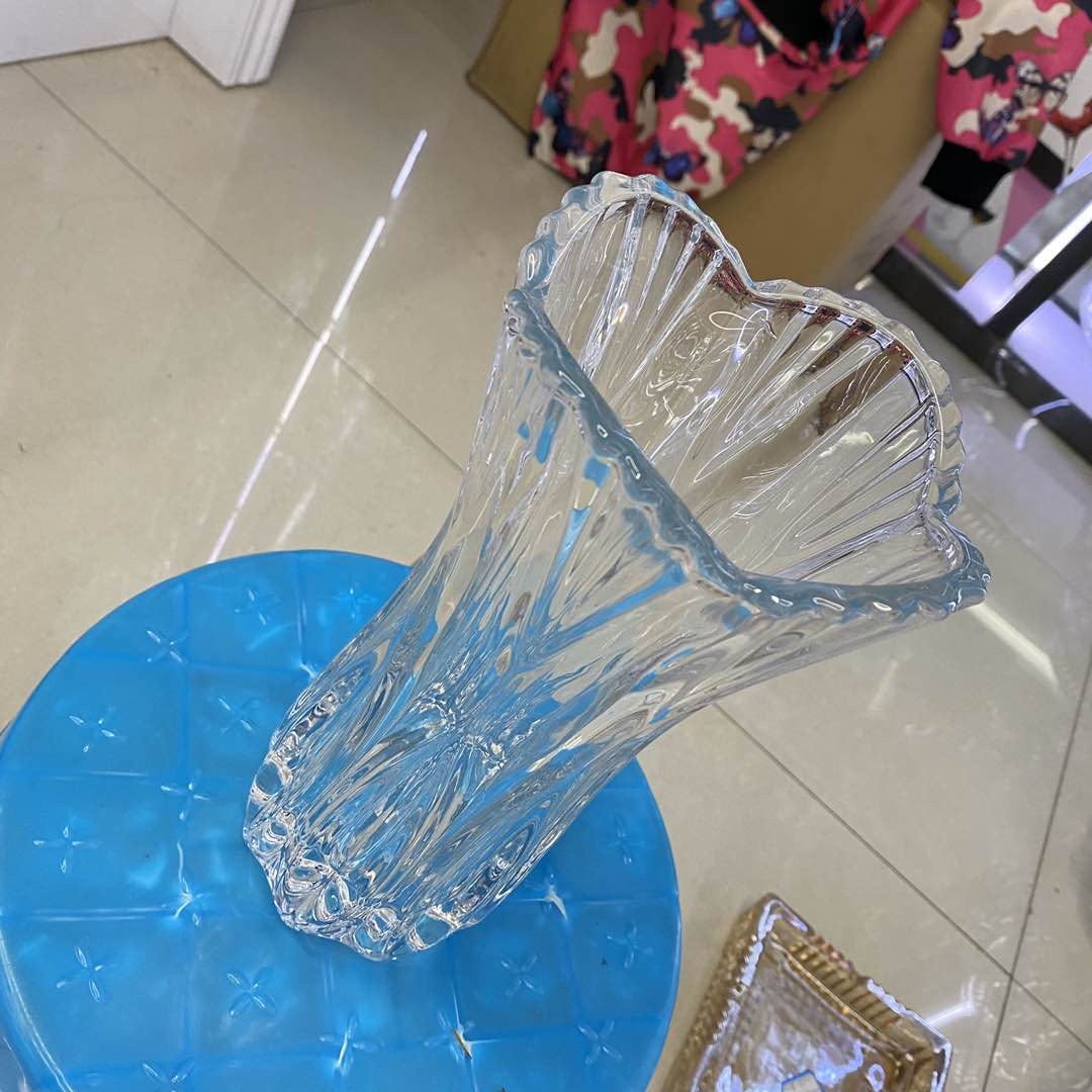 水晶玻璃水晶花瓶 透明水培简约时尚家居用品批发百合富贵竹玻璃产品图