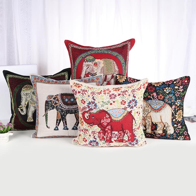 50CM*50CM卡通猫头鹰大象色织布定位提花布靠枕沙发箱包面料可定制