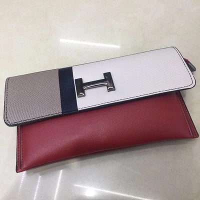 Stylish Simple Cowhide Women's Purse Women's Leather Buckle Clutch Bag Leather Purse