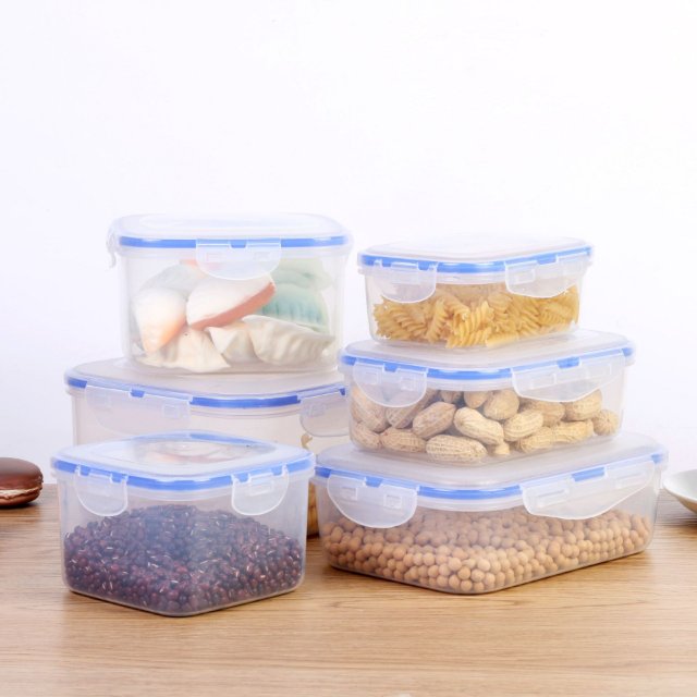 Plastic Crisper Set Microwave Bento Box Clear Refrigerator Storage Box Takeaway Leak-Proof Sealed Lunch Box