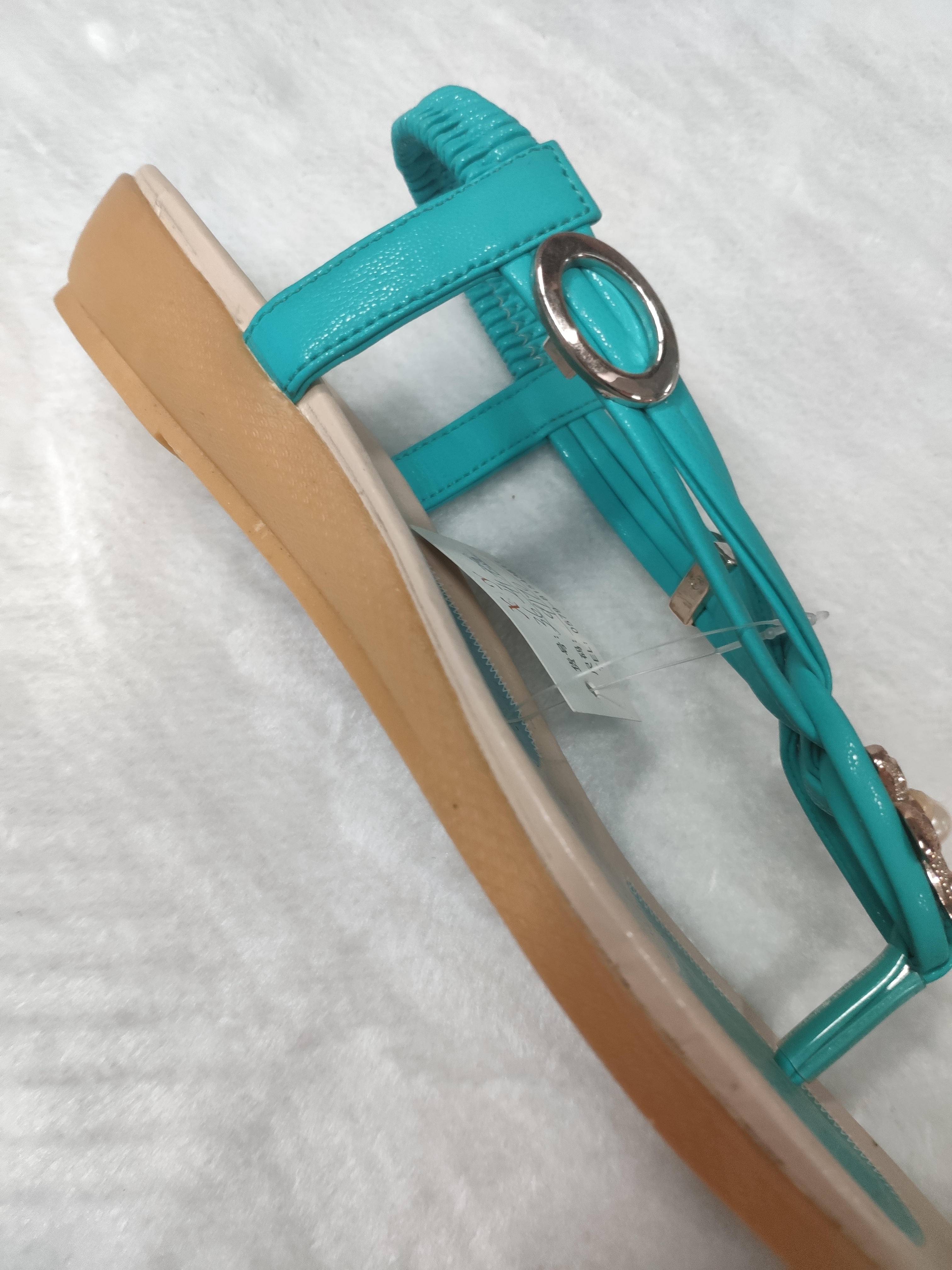 Foreign Trade Wholesale Summer Women's Herb-Blue Starfish Pinch Flat Elastic Sandals details Picture