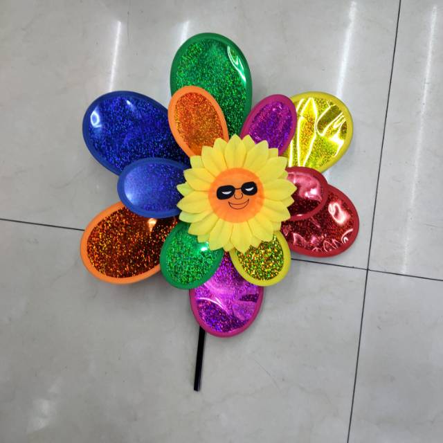 Double-layer flashing smiling windmill children's toy