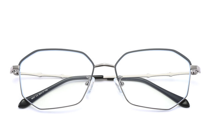 新款多边形创意款防蓝光眼镜框金属复古平光眼镜个性潮流近视眼镜图