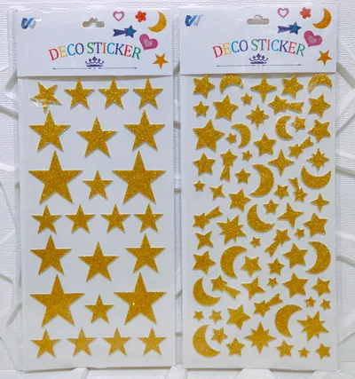 Yiwu Good Goods Eva Gold Powder Stickers Gold Onion Powder Decorative Three-Dimensional Stickers Stars Love Letters Colorful