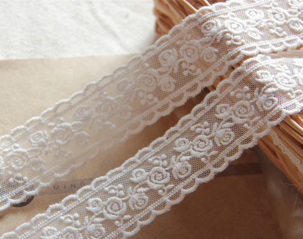 B7d14 Handmade Diy Garment Accessories/Day Single Lace Embroidery/White Rose Gauze Embroidery Lace Specification drawing