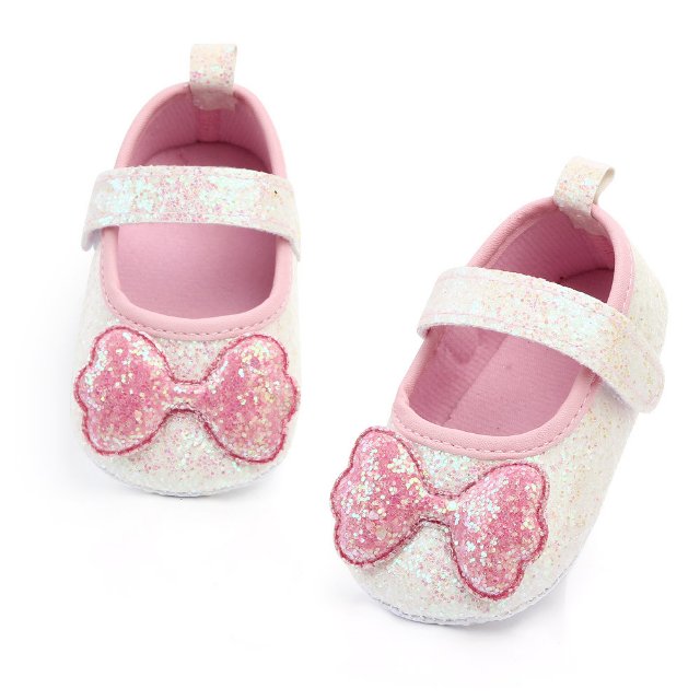 New spring and summer baby shoes 0-1 year old girl baby sequins butterfly non-slippery soft soles toddler shoes princess shoes