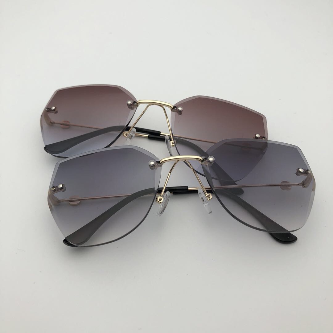 无边框太阳镜女大脸潮流个性偏光时尚遮阳镜