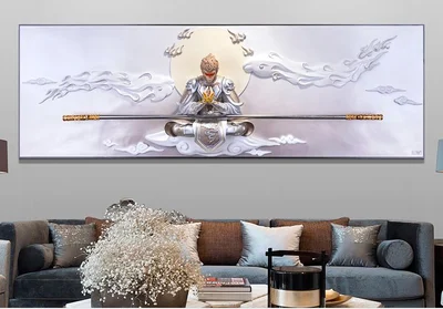 Fighting Over Buddha 3D Three-Dimensional Relief Living Room Decorative Painting Sofa Background Painting The Monkey King Office Murals