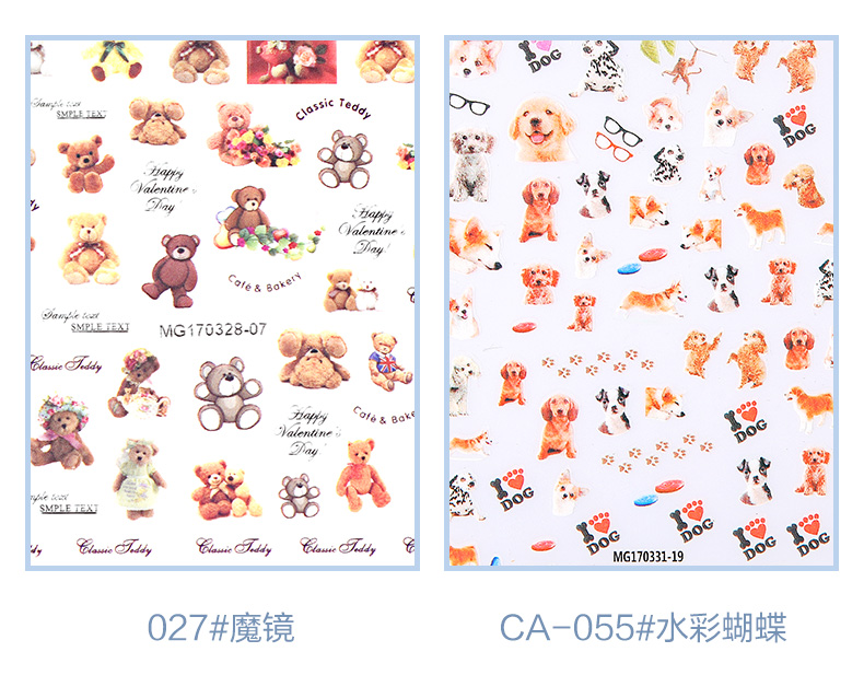 Little Bear Nail stickers, cartoon and fresh nail stickers for girls, 3d waterproof and long-lasting nail patches details Picture