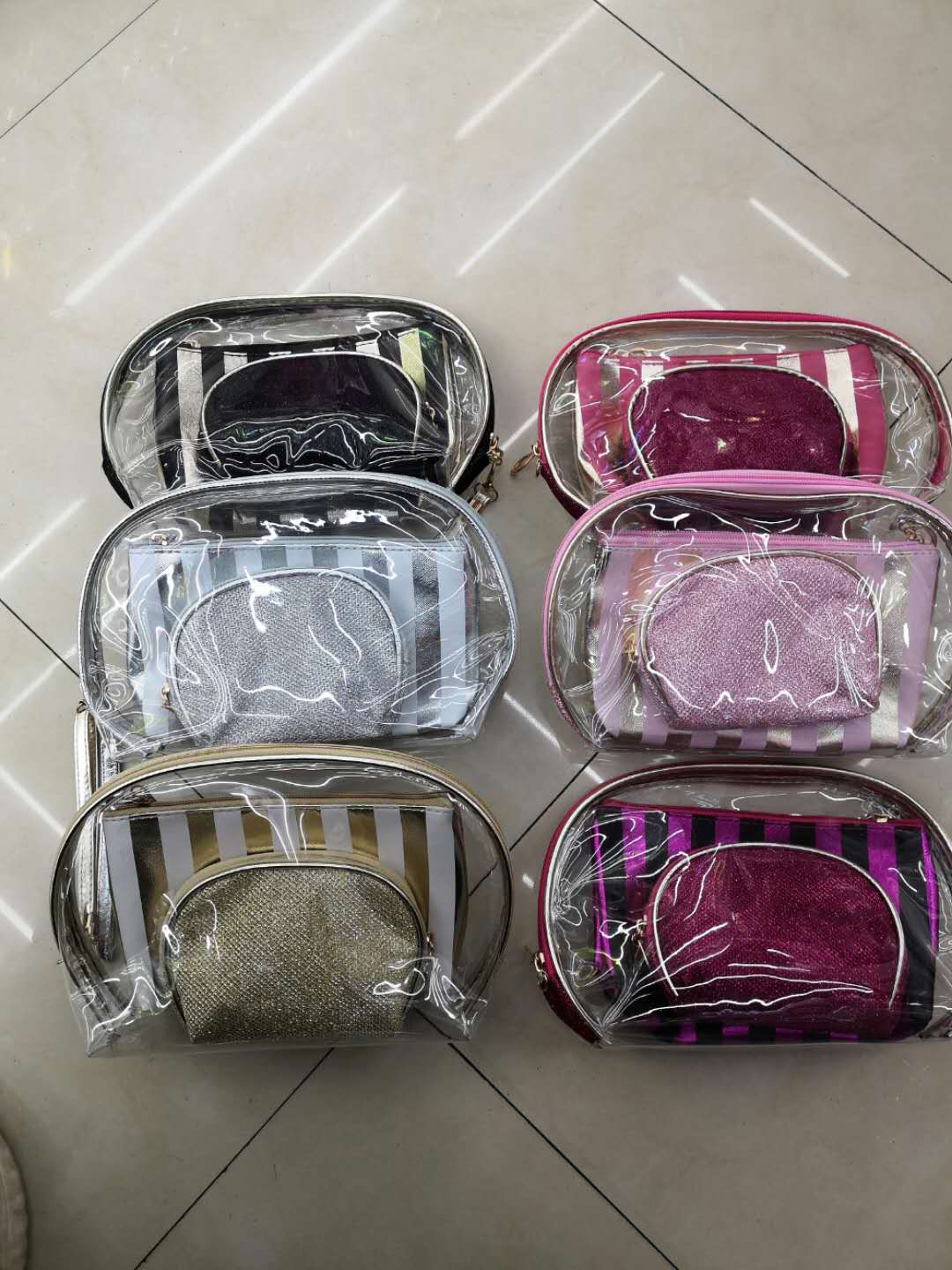 Makeup Bag Pvc Three-Piece Makeup Storage Bag Fashion Women's Toiletries Storage Bag Set