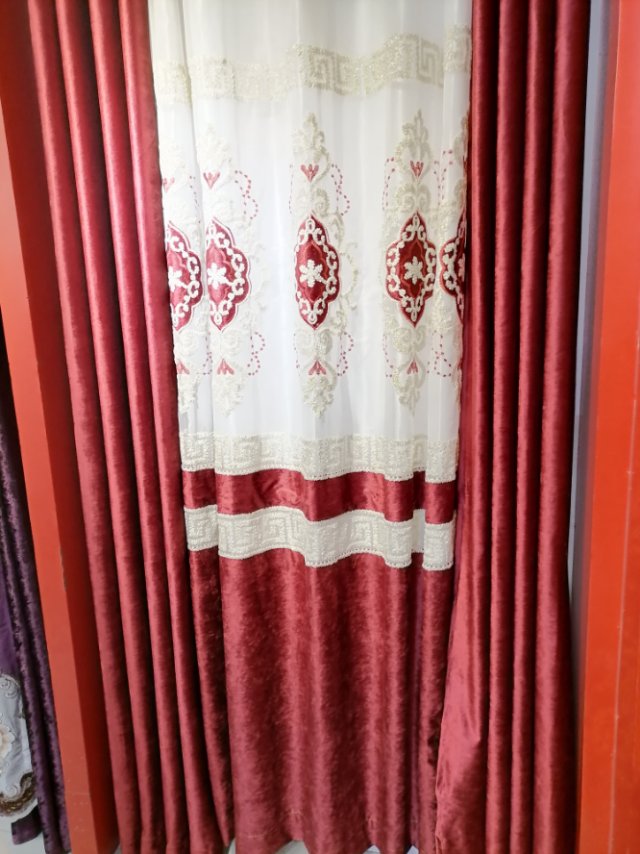 刺绣遮光窗帘布成品纯色简约风客厅定制隔热遮阳租房卧室