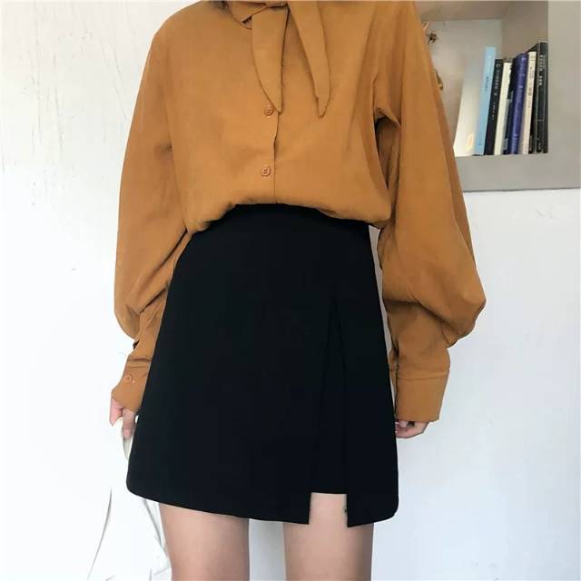 High waist women Korean version skirt large size skirt new temperament A-line skirt fat MM professional skirt ins super fire skirt
