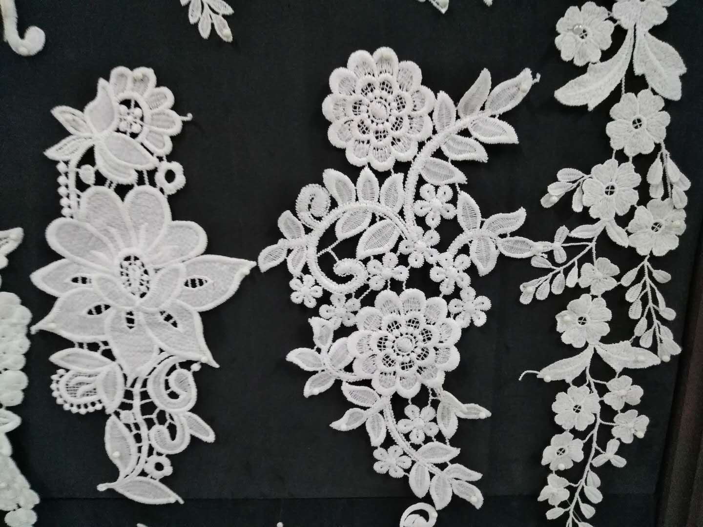 Hollowed-out water-soluble lace trim, wide skirt hem decoration, lace edge embroidery, handcrafted