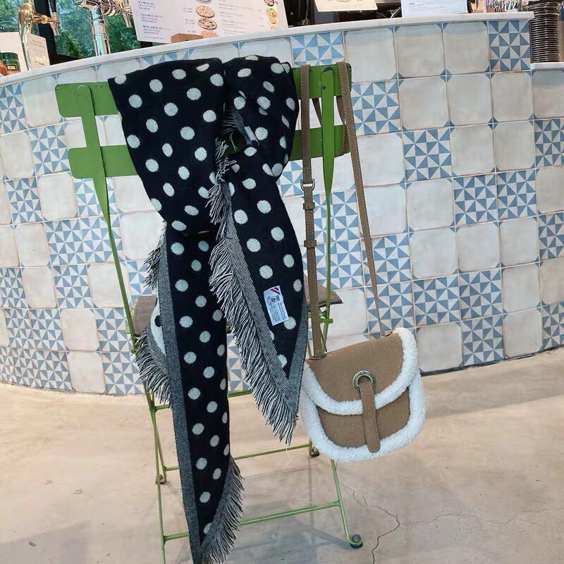 Women's Fashion Trend All Matching Polka Dot Thick Scarf Shawl details Picture