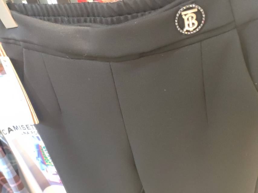 Women's Black Casual Pants With Micro-Cropped Legs Specification drawing