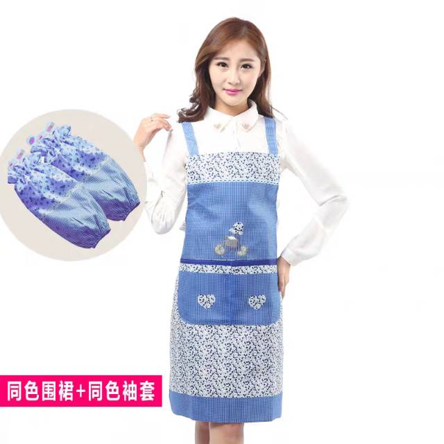 Apron with free shipping, kitchen cooking, stain-resistant and oil-proof, adult sleeve, waist-hugging, cute and reversible dressing