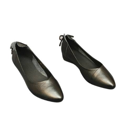 New women's single shoes made of genuine leather are casual, comfortable and have a shallow opening for office workers details Picture