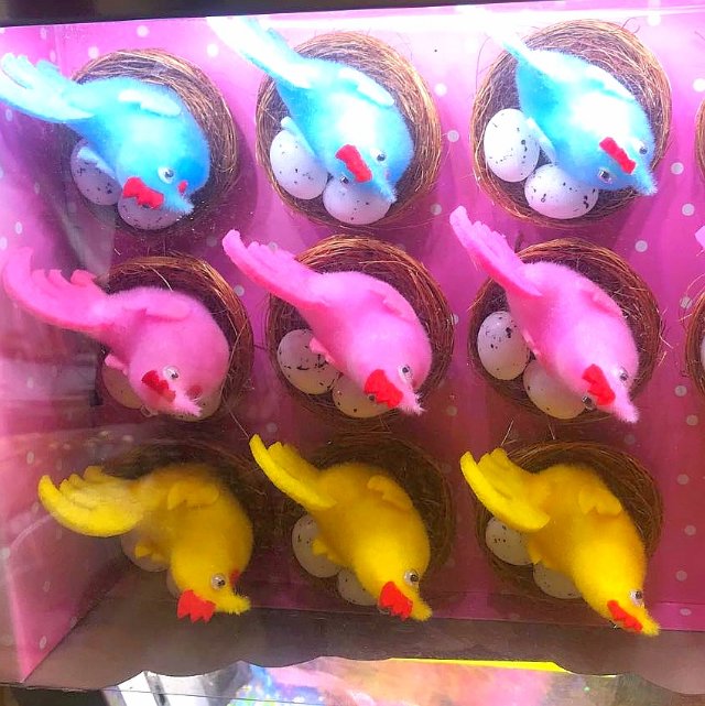 毛绒小鸡仔带鸡窝复活节装饰工艺品工艺品饰品