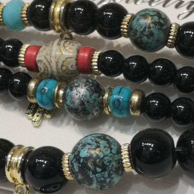 黑手串多层吊坠手环手饰手链外贸出口细节图