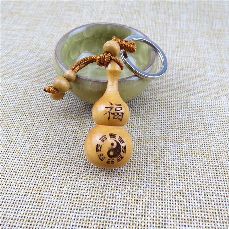 Peachwood Gourd Key Chain Pendant Accessory Mascot Taoist Holy Relic Fuzhengquxie Tai Chi Bagua Specification drawing