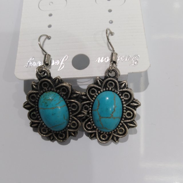 Bracelet Earrings Keychain Blue oval earrings
