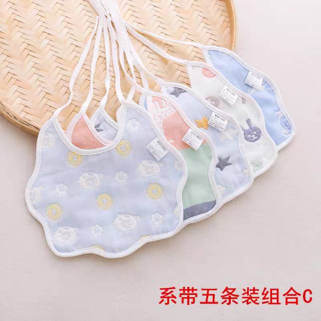 新生婴儿纯棉口水巾360度旋转围嘴口水兜纱布宝宝围兜防吐奶产品图