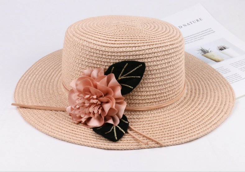 Carnations Flowers Large Straw Hat Women's Summer Small Fresh Beach Hat Getaway Getaway Foldable Sun Protection