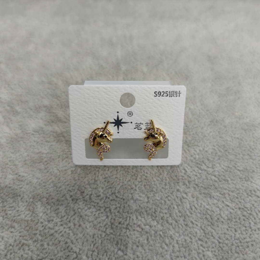 高级感耳环女气质可爱独角兽耳钉潮网红韩式耳饰