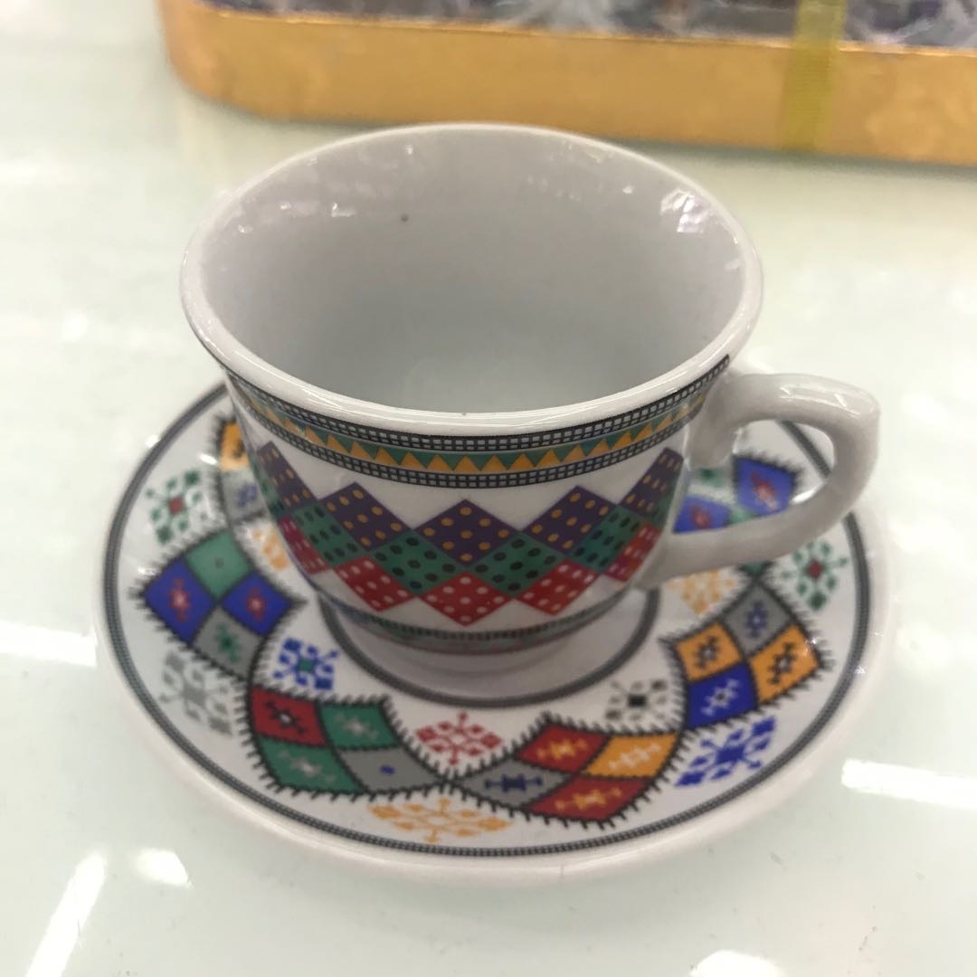 Ceramic Roast Flower Coffee Cup And Saucer Set 6 Cups 6 Saucer Manufacturers Direct Sales Specification drawing