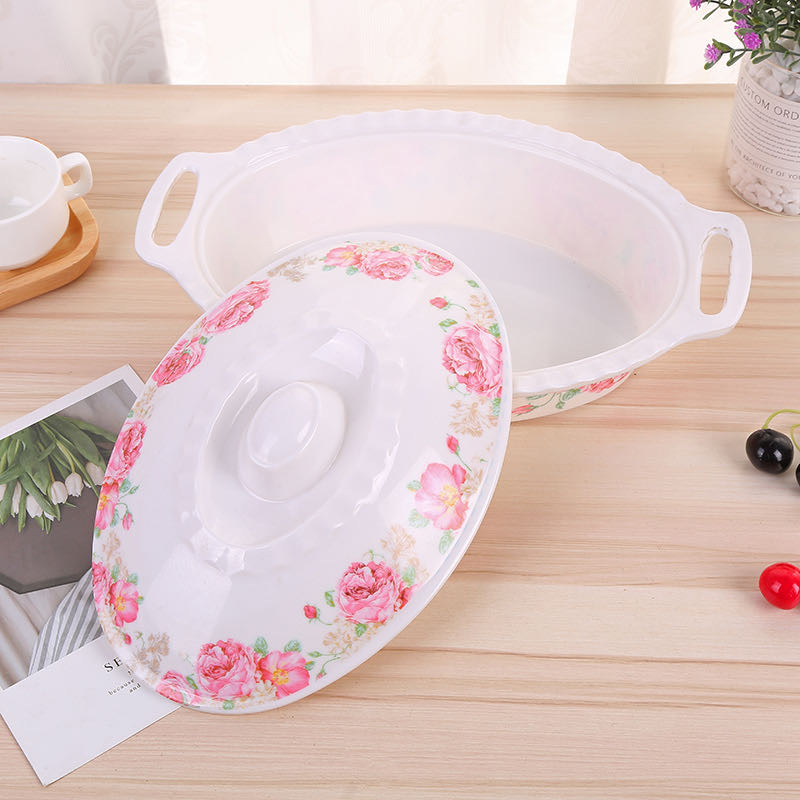 密胺餐具饭店快餐厅防摔12.5寸盖碗 混花色