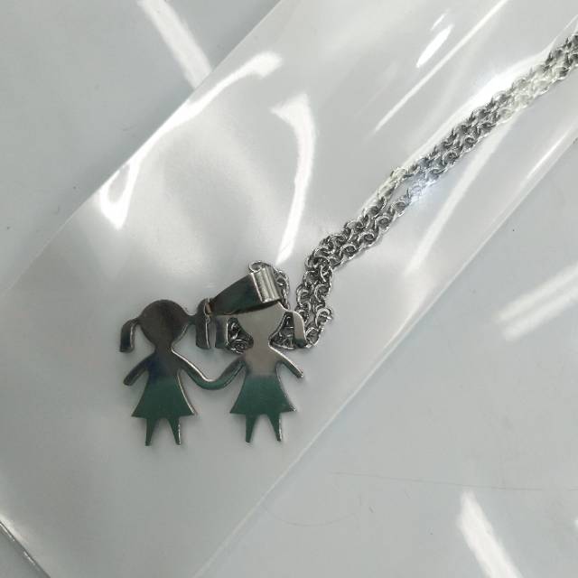 Cartoon Parent-Child Stainless Steel Men's And Women's Necklace Jewelry Pendant Gallman 065 full figure