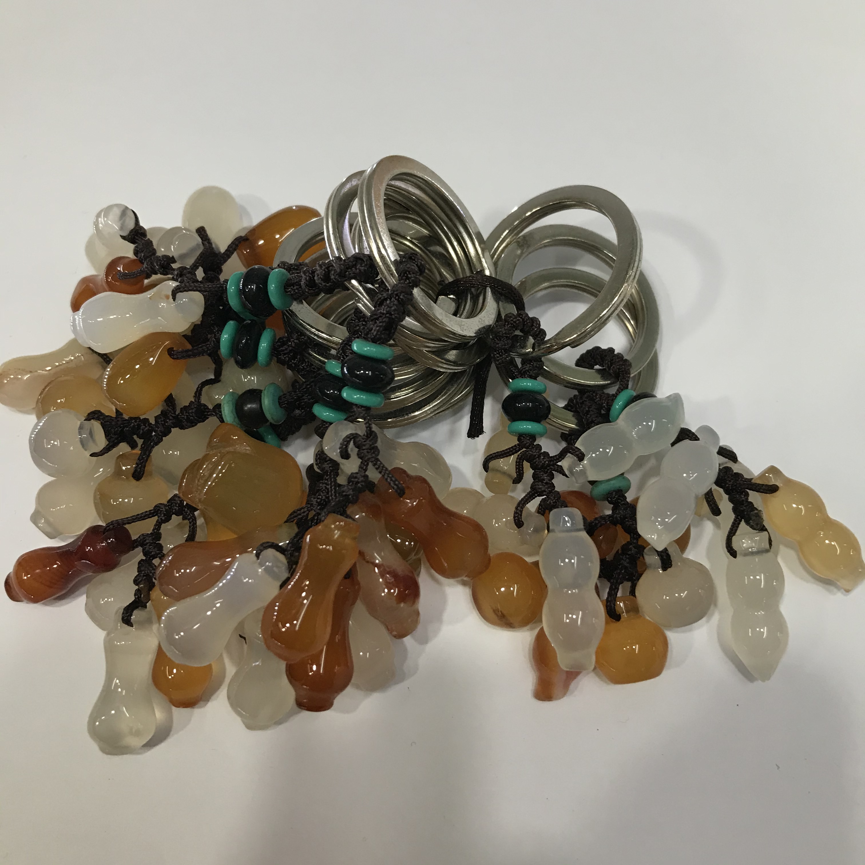 玉髓花生钥匙扣汽车挂件男士腰挂女款创意可爱金属钥匙链礼物