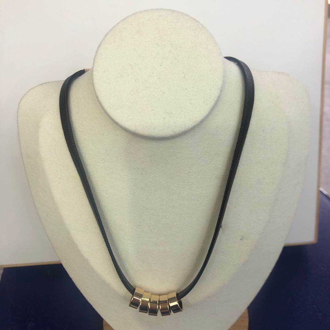 Korean version simple black necklace five rings black rope personality everything stylish necklace thumbnail
