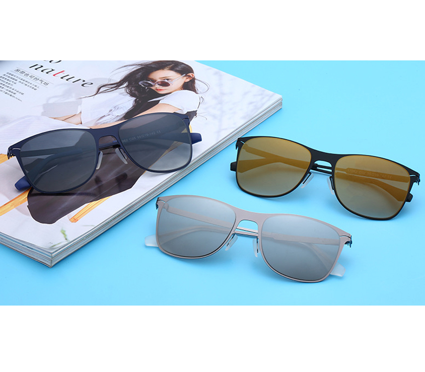 Women's non-polarized fashionable square-framed sunglasses, cross-border retro classic sunglasses, women's trendy screwless driving glasses details Picture