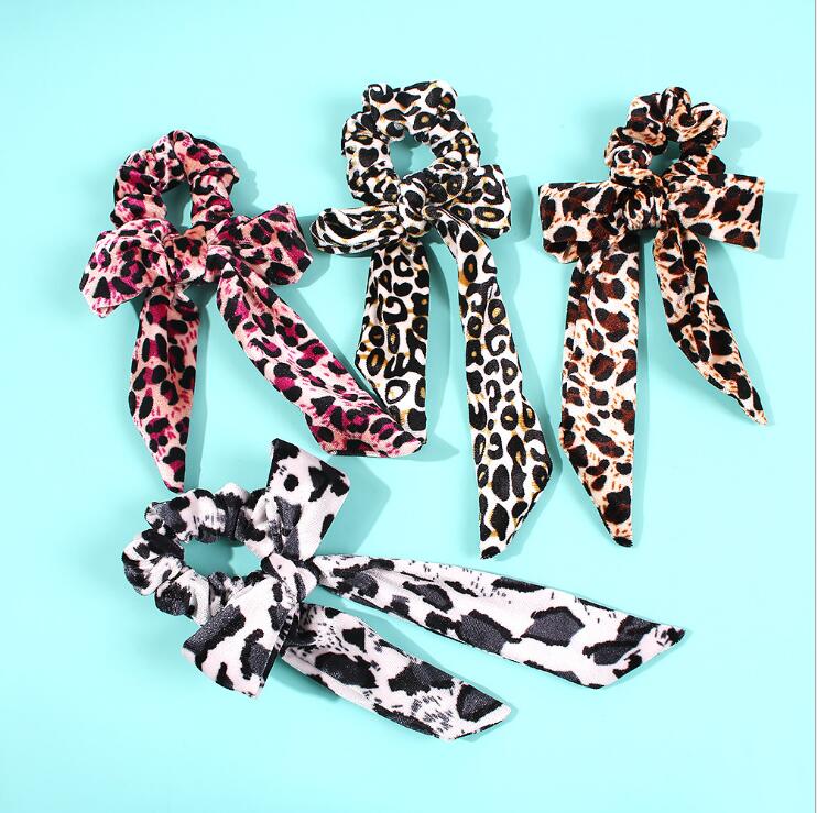 Yiwu Selection new satin fashion leopard print bow hair band web celebrity INS wind large colon ring hair ring tiara thumbnail