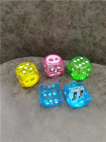 Dice pencil sharpener with transparent design, double holes, creative large and small hole pencil sharpener, student office stationery, manual pencil sharpener details Picture
