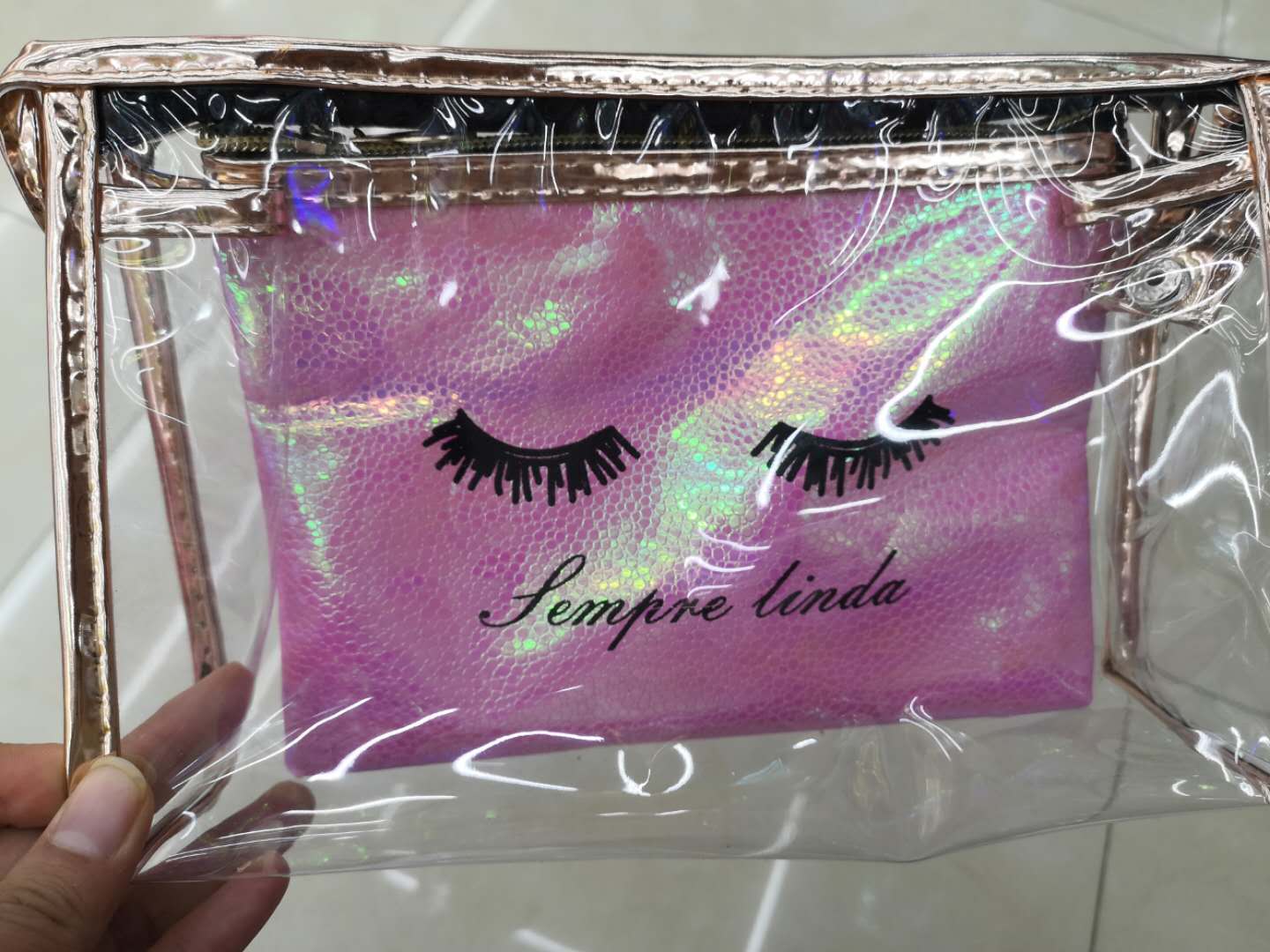 Storage Bag Storage Bag Waterproof Transparent Travel Makeup Bag Small Korean Version Large Capacity Toiletry Clutch Bag Specification drawing