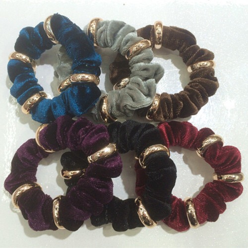 Hair tie, Korean velvet loop, 4 rings, hair band, leather band, hair tie