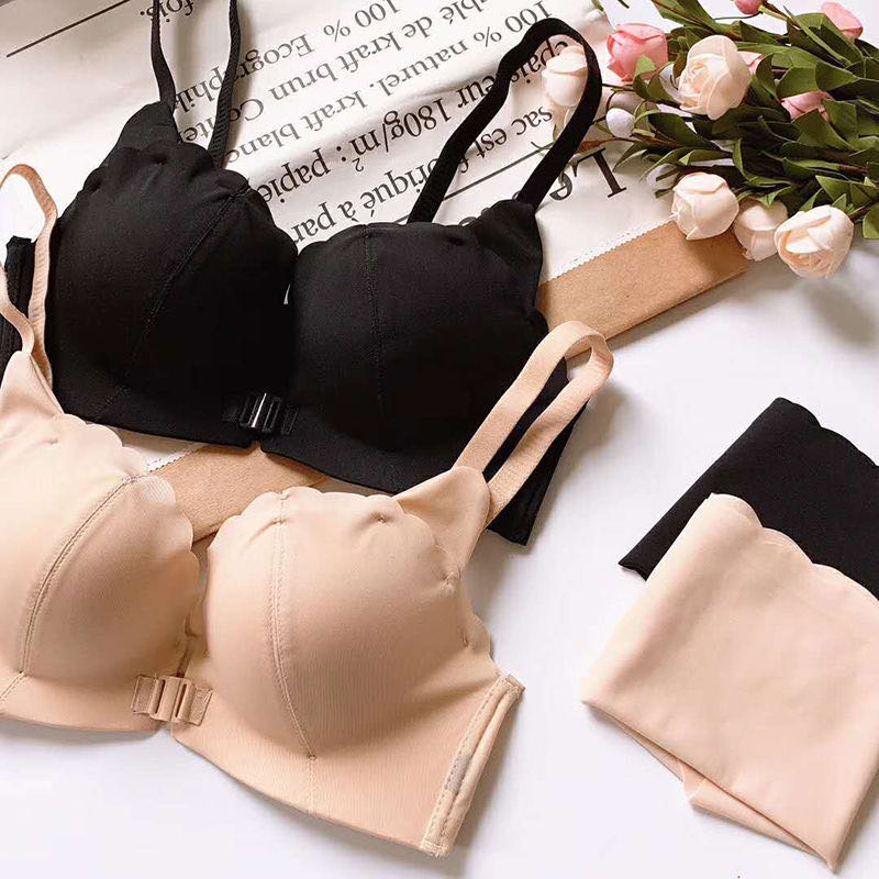 Cute Japanese Cat Ear Front Button Underwear For Women Comfortable Breathable Sexy Push-Up Bra Without Underwire Anti-Sag details Picture