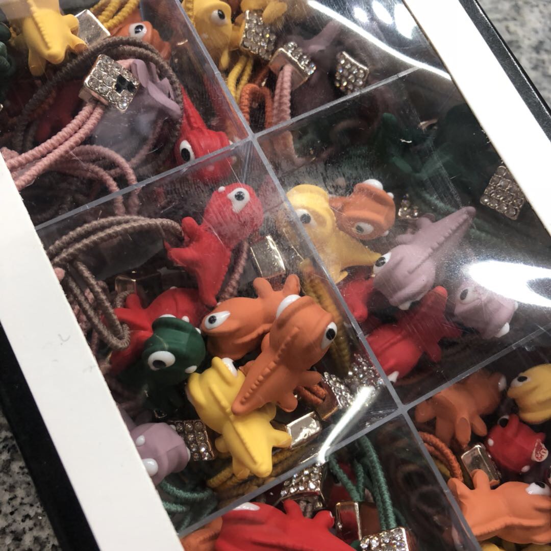 New Korean cartoon dinosaur hair ties, cute fabric hair bands, hair ties, rubber bands and hair accessories for women wholesale details Picture