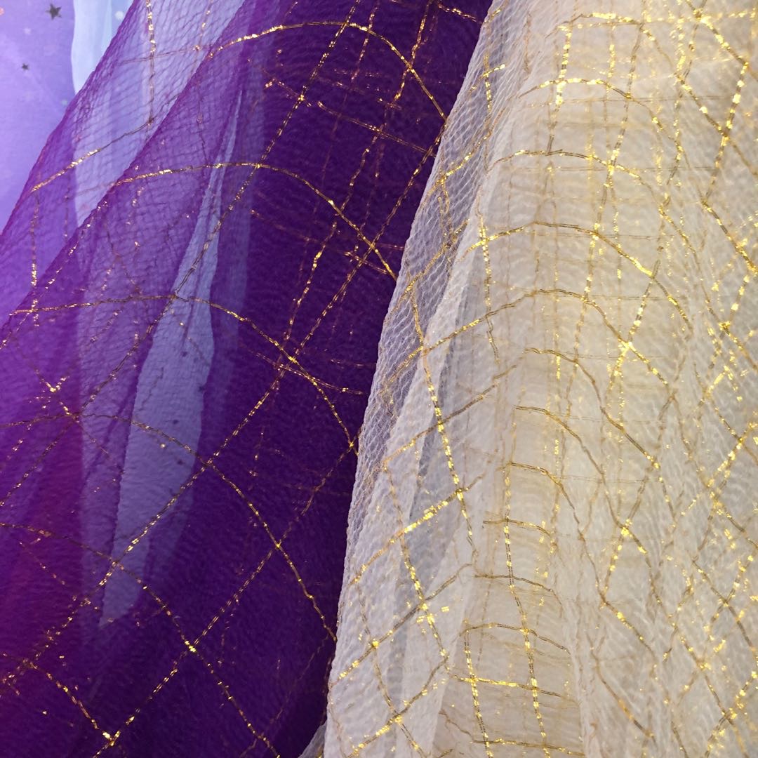 Gold thread checkered bubble yarn fabric accessories Headscarf accessories fabric factory direct sales of new season products available for wholesale and retail details Picture