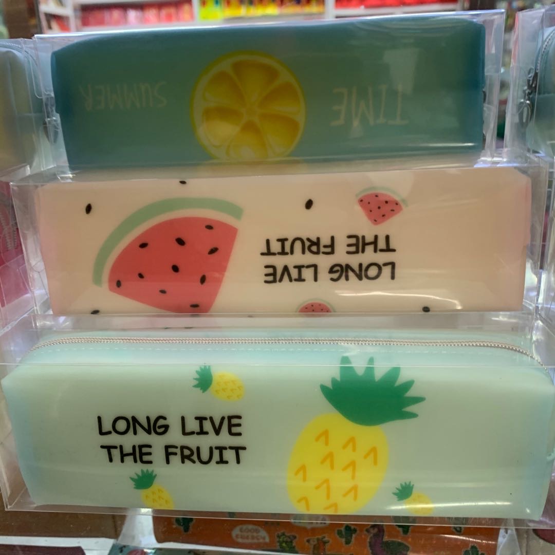 方形文具袋光面水果款文具收纳袋