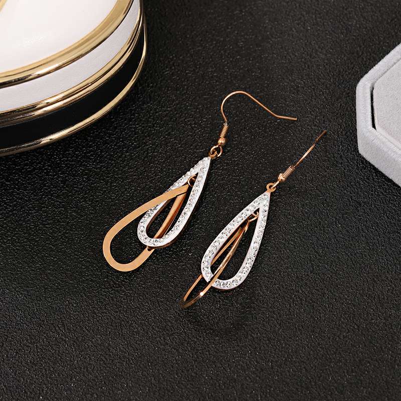 欧美气质时尚水滴型耳环不锈钢耳线简约环保网红女饰品产品图